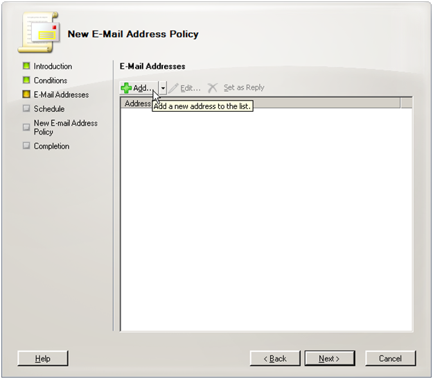 Exchange 2007 new address policy step 2