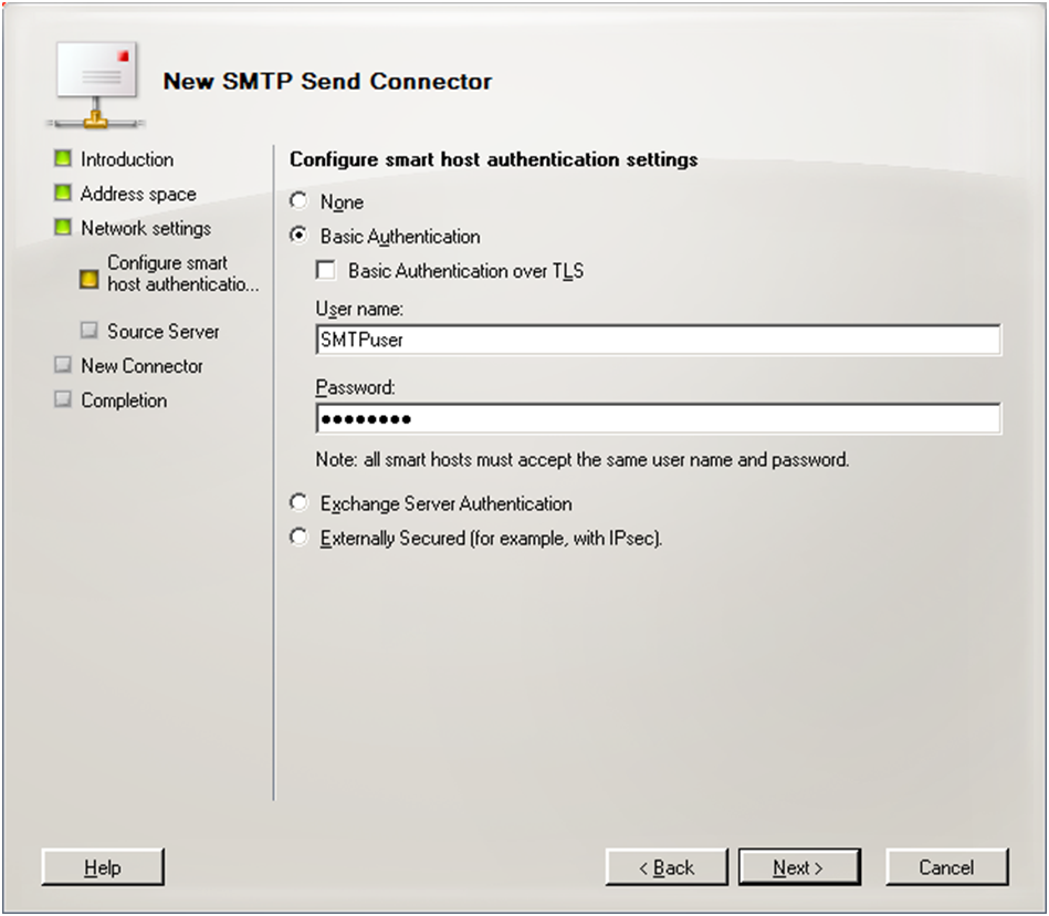 Exchange 2007 new Send connector step 4