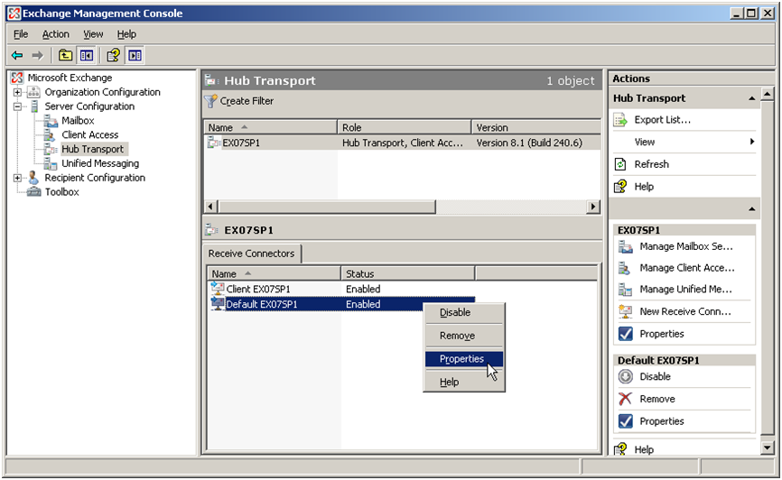 Exchange 2007 Receive Connectors