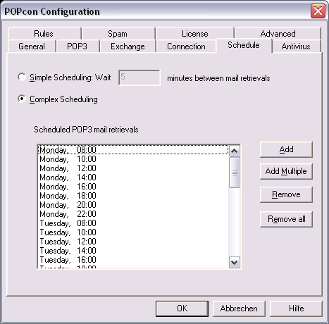 Screenshot of POPcon PRO schedule settings