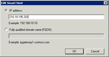 Exchange Sendekonnektor edit Netzwerk-IP - hier klicken für Vollansicht Exchange Sendekonnektor edit Netzwerk-IP - hier klicken für Vollansicht
