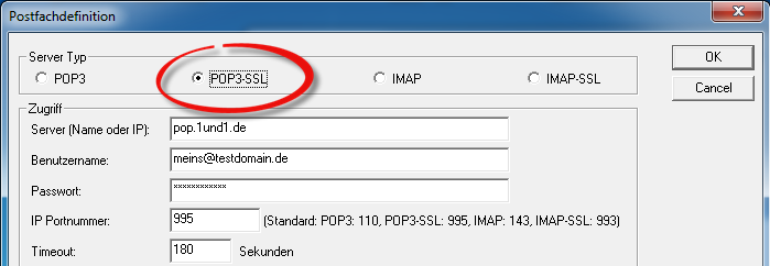 POPcon SSL Einstellung - klicken für größere Ansicht POPcon SSL Einstellung - klicken für größere Ansicht