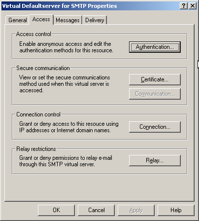 • On the tab "Access" you can find some configuration settings that might interfere with POPcon. • On the tab "Access" you can find some configuration settings that might interfere with POPcon.