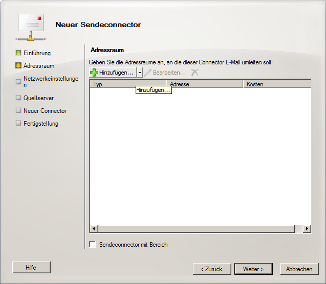 Exchange 2010 Neuer Sendeconnector 2 - klicken für größere Ansicht Exchange 2010 Neuer Sendeconnector 2 - klicken für größere Ansicht