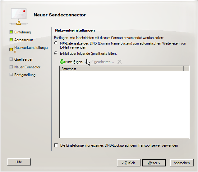 Exchange 2010 Neuer Sendeconnector 3 - klicken für größere Ansicht Exchange 2010 Neuer Sendeconnector 3 - klicken für größere Ansicht