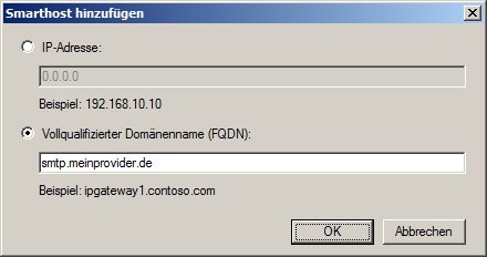 Exchange 2010 Sendeconnector Smarthost - klicken für größere Ansicht Exchange 2010 Sendeconnector Smarthost - klicken für größere Ansicht