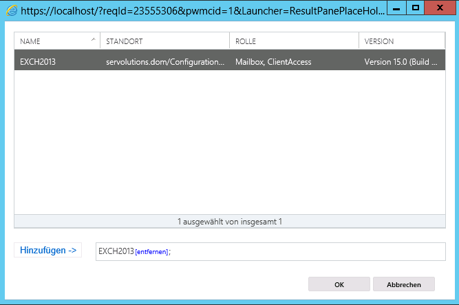 Exchange 2013 Sendeconnector, Server Auswahl - klicken für größere Ansicht Exchange 2013 Sendeconnector, Server Auswahl - klicken für größere Ansicht